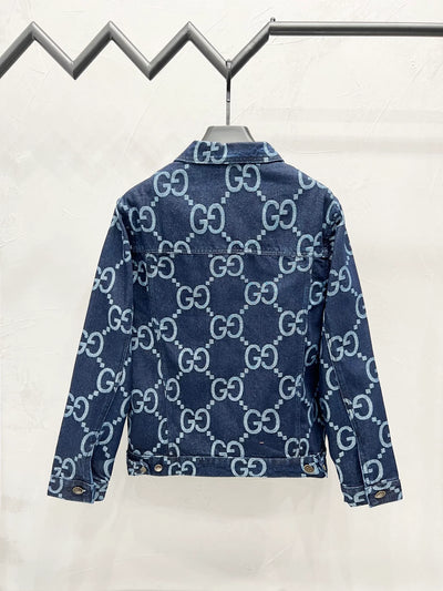 250813 New high-quality full-print straight-cut loose denim jacket
