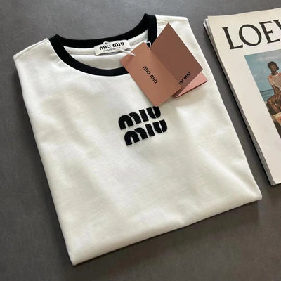 0528 Small logo letter patch embroidered short-sleeved T-shirt