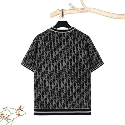 250617 New high-quality jacquard round-neck casual sweater T-shirt