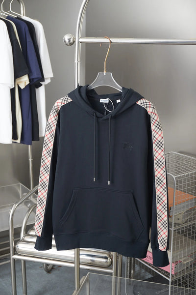 250923 New high-quality checkered ribbon embroidered hooded sweatshirt