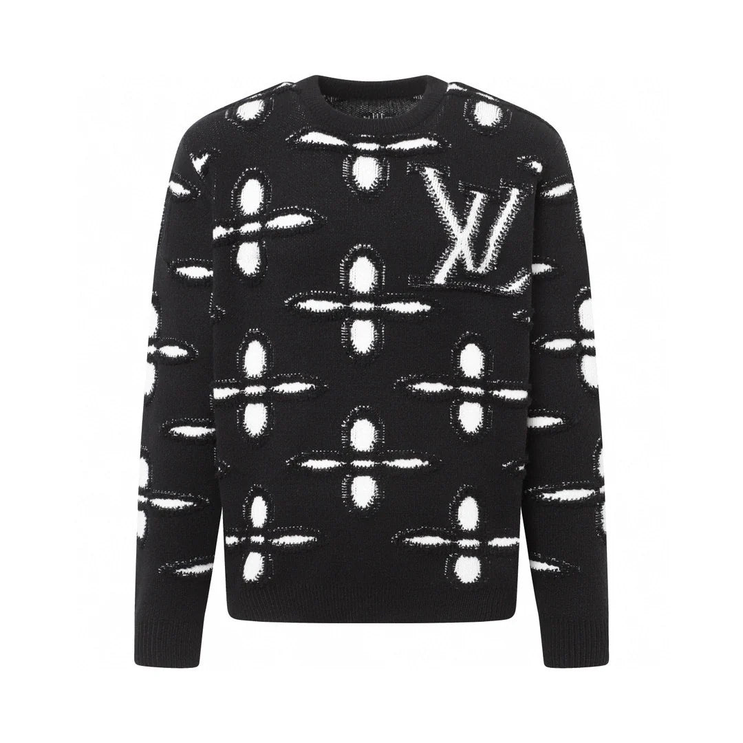 250923 new high-quality jacquard full-printed large icon pullover sweater