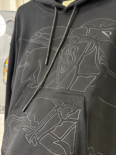 250902 New high-quality Warhorse double-layer embossed embroidery hooded sweatshirt