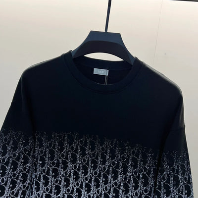 250908 New high-quality gradient letter half-length printed round-neck sweatshirt