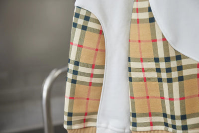 250923 new high-quality checkered patchwork embroidered round-neck sweatshirt