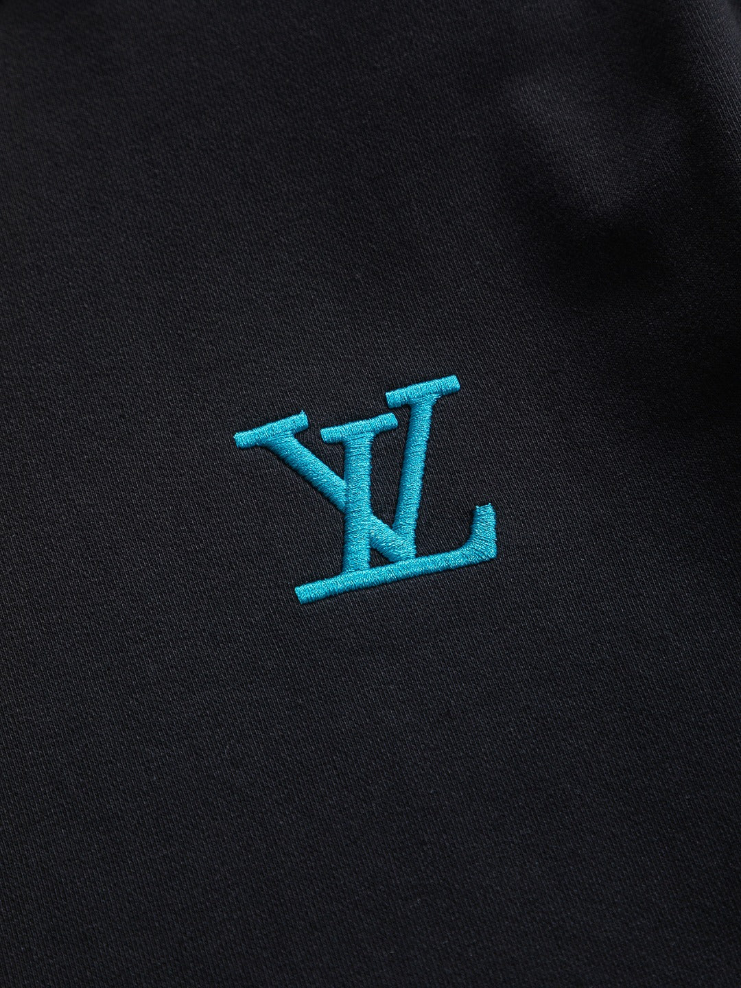 250908 New high-quality heavy industry letter embroidery patchwork round-neck sweatshirt