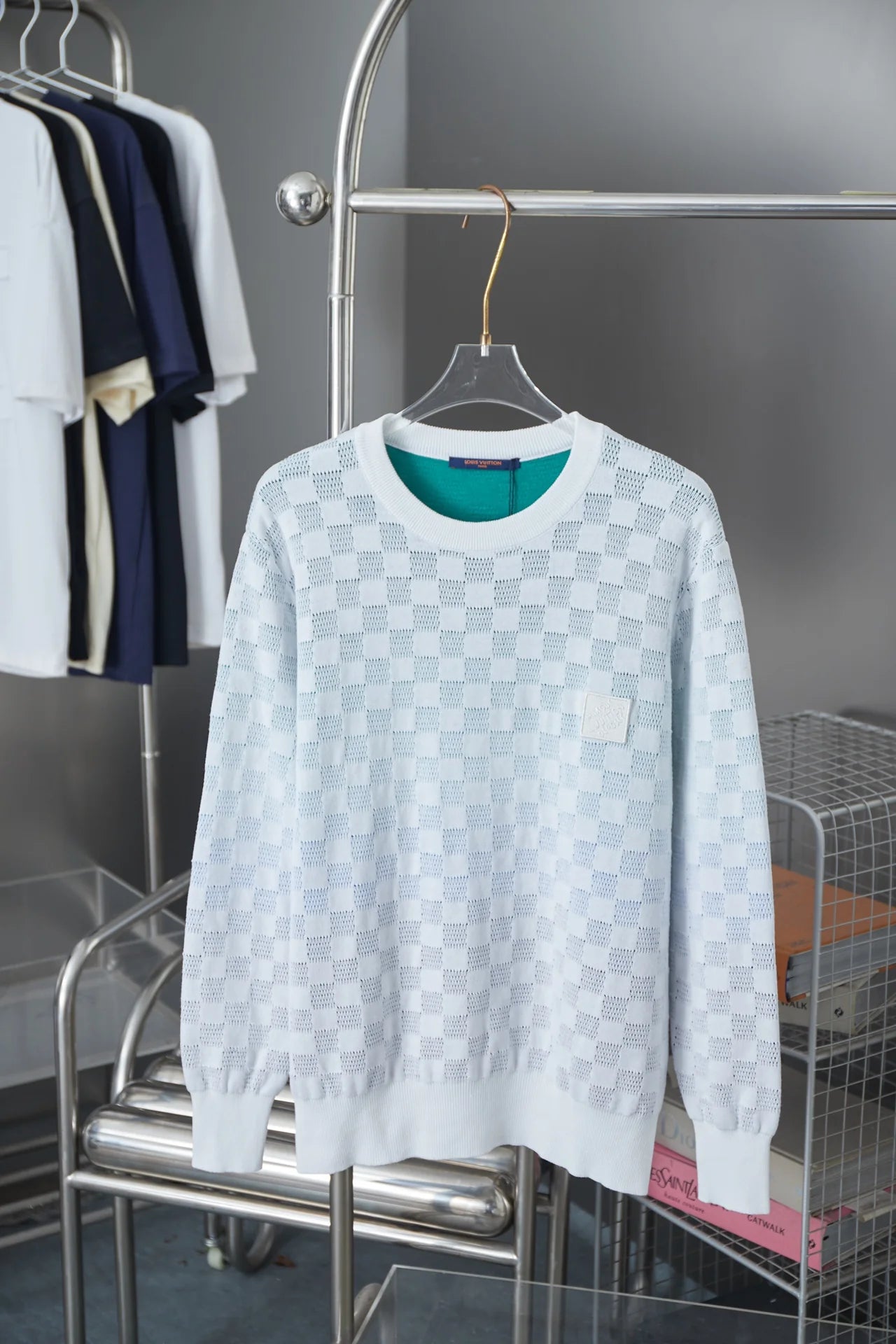 250902 New high-quality gradient small checkered sweater