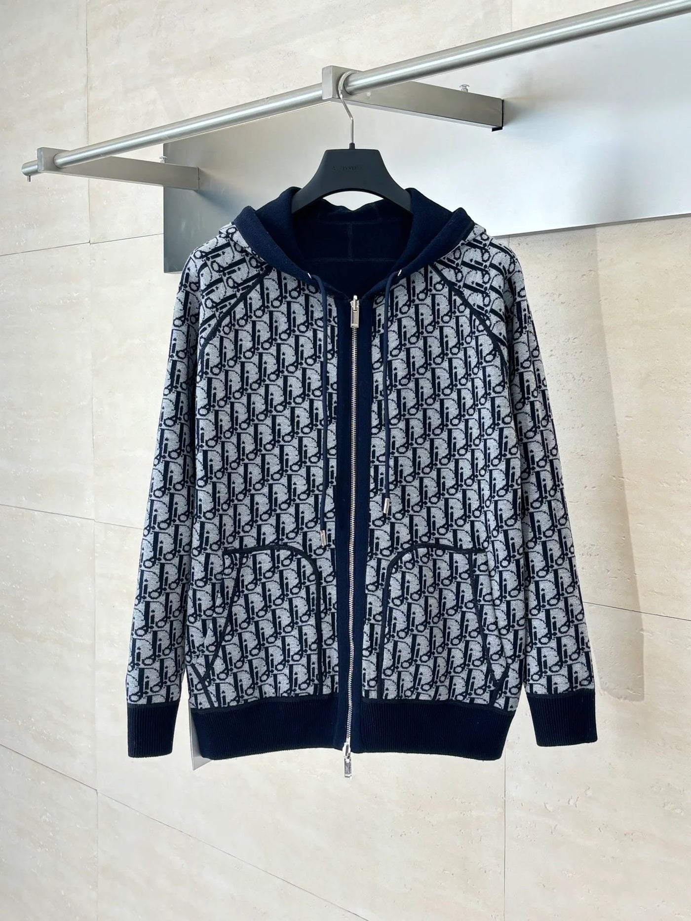 250902 A new high-quality double-sided jacquard cashmere knitted hooded sweatshirt