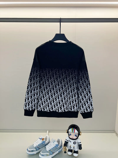250908 New high-quality gradient letter half-length printed round-neck sweatshirt