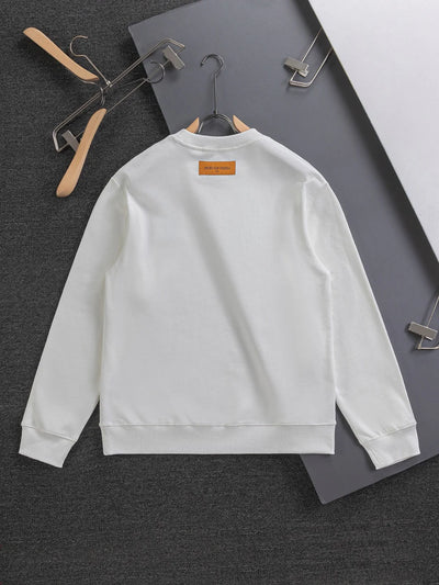 250908 New high-quality heavy industry letter embroidery patchwork round-neck sweatshirt