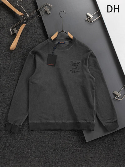 250908 New high-quality cut letter patch round-neck sweatshirt