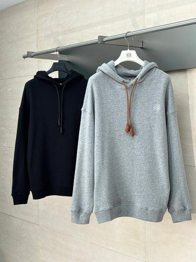 250819 New high-quality leather embroidered hooded sweatshirt
