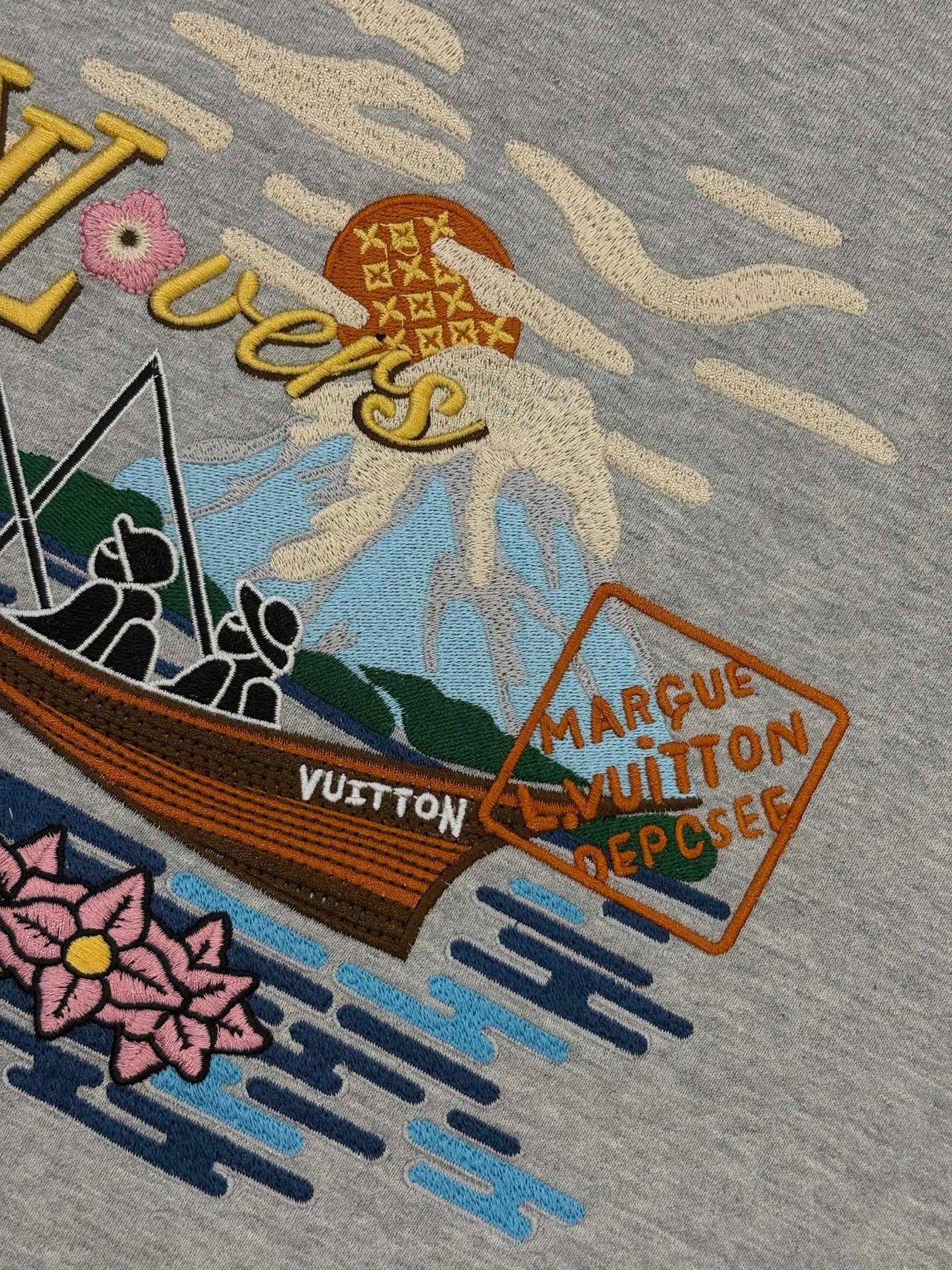 250923 New high-quality fisherman embroidery round-neck sweatshirt