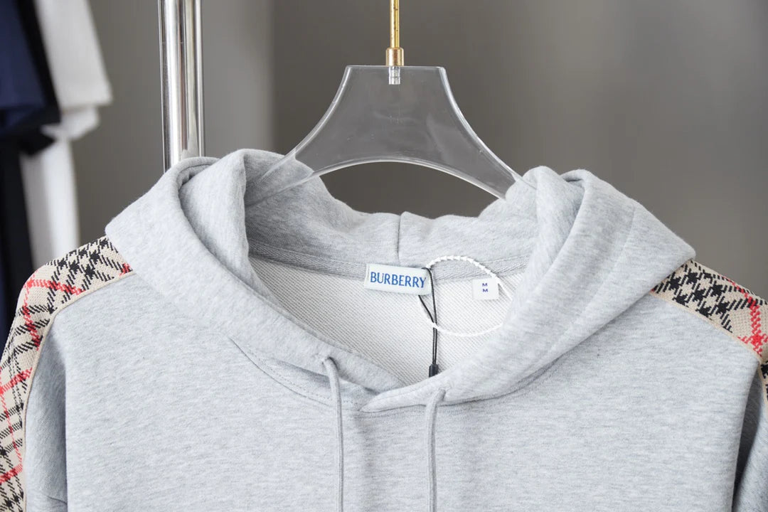 250923 New high-quality checkered ribbon embroidered hooded sweatshirt