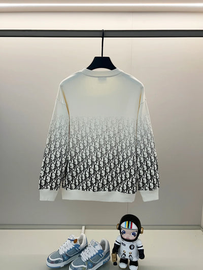 250908 New high-quality gradient letter half-length printed round-neck sweatshirt