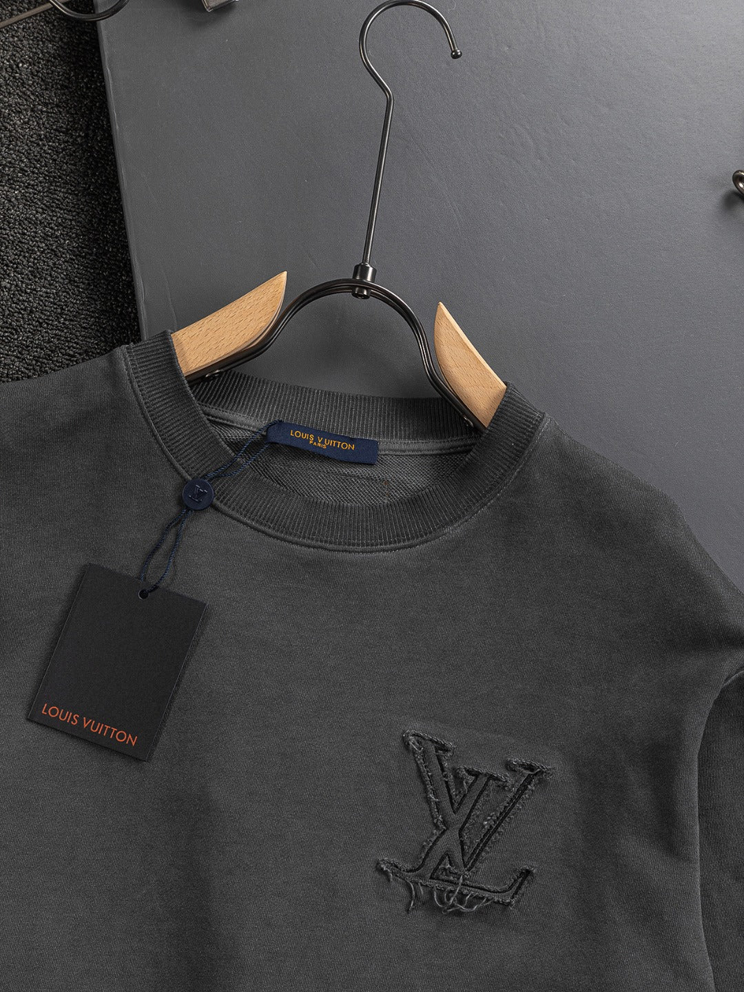 250908 New high-quality cut letter patch round-neck sweatshirt