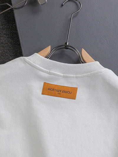 250908 New high-quality heavy industry letter embroidery patchwork round-neck sweatshirt