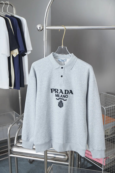 250902 New high-quality, simple embroidered lapel sweatshirt