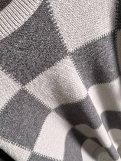 250917 New high-quality large checkerboard texture sweater