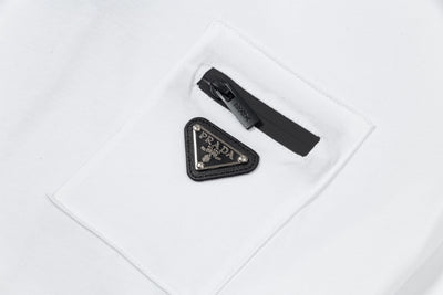 250408 New high-quality metal triangular label casual T-shirt
