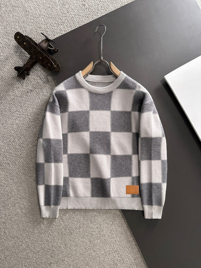 250917 New high-quality large checkerboard texture sweater