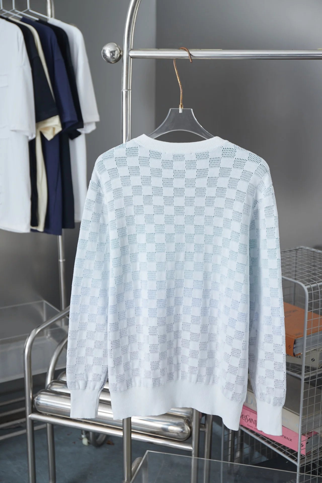 250902 New high-quality gradient small checkered sweater