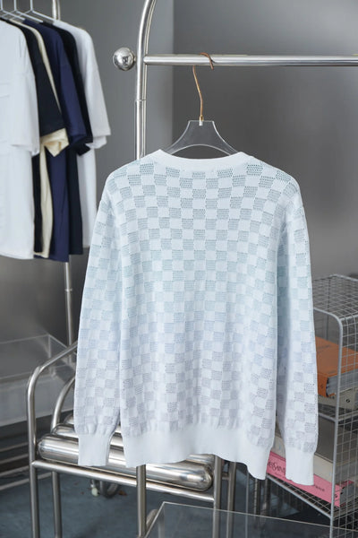 250902 New high-quality gradient small checkered sweater