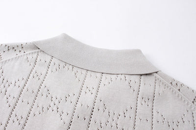 250313 New features diamond hollowed-out jersey lapel POLO