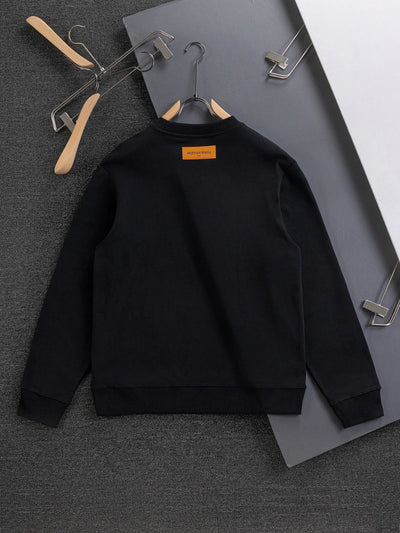 250908 New high-quality heavy industry letter embroidery patchwork round-neck sweatshirt