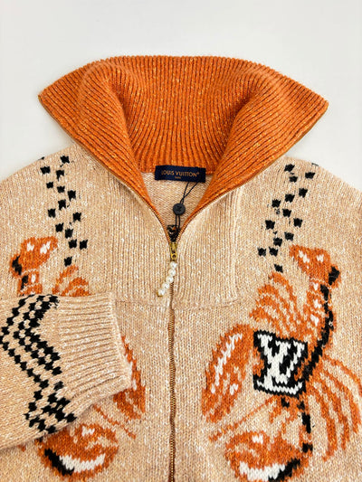 250908 New top-quality lobster patchwork wool knitted zipper jacket