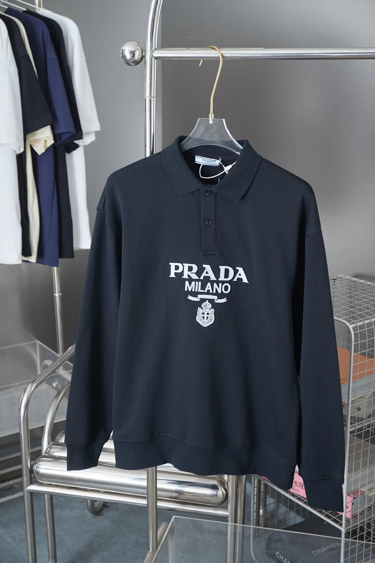 250902 New high-quality, simple embroidered lapel sweatshirt