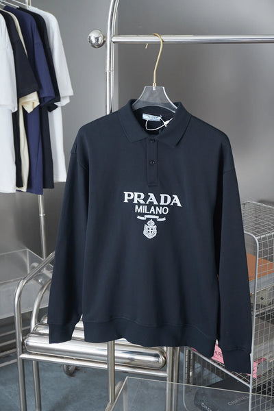250902 New high-quality, simple embroidered lapel sweatshirt