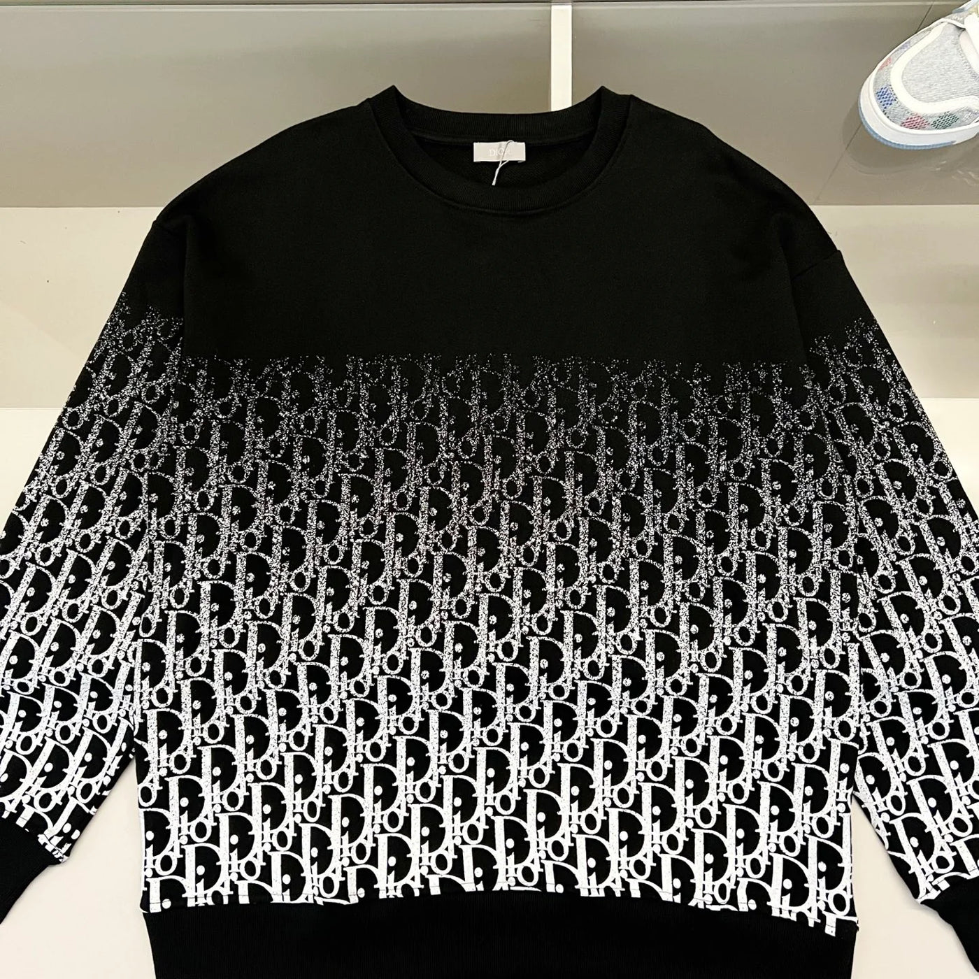 250908 New high-quality gradient letter half-length printed round-neck sweatshirt