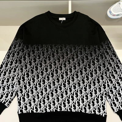 250908 New high-quality gradient letter half-length printed round-neck sweatshirt