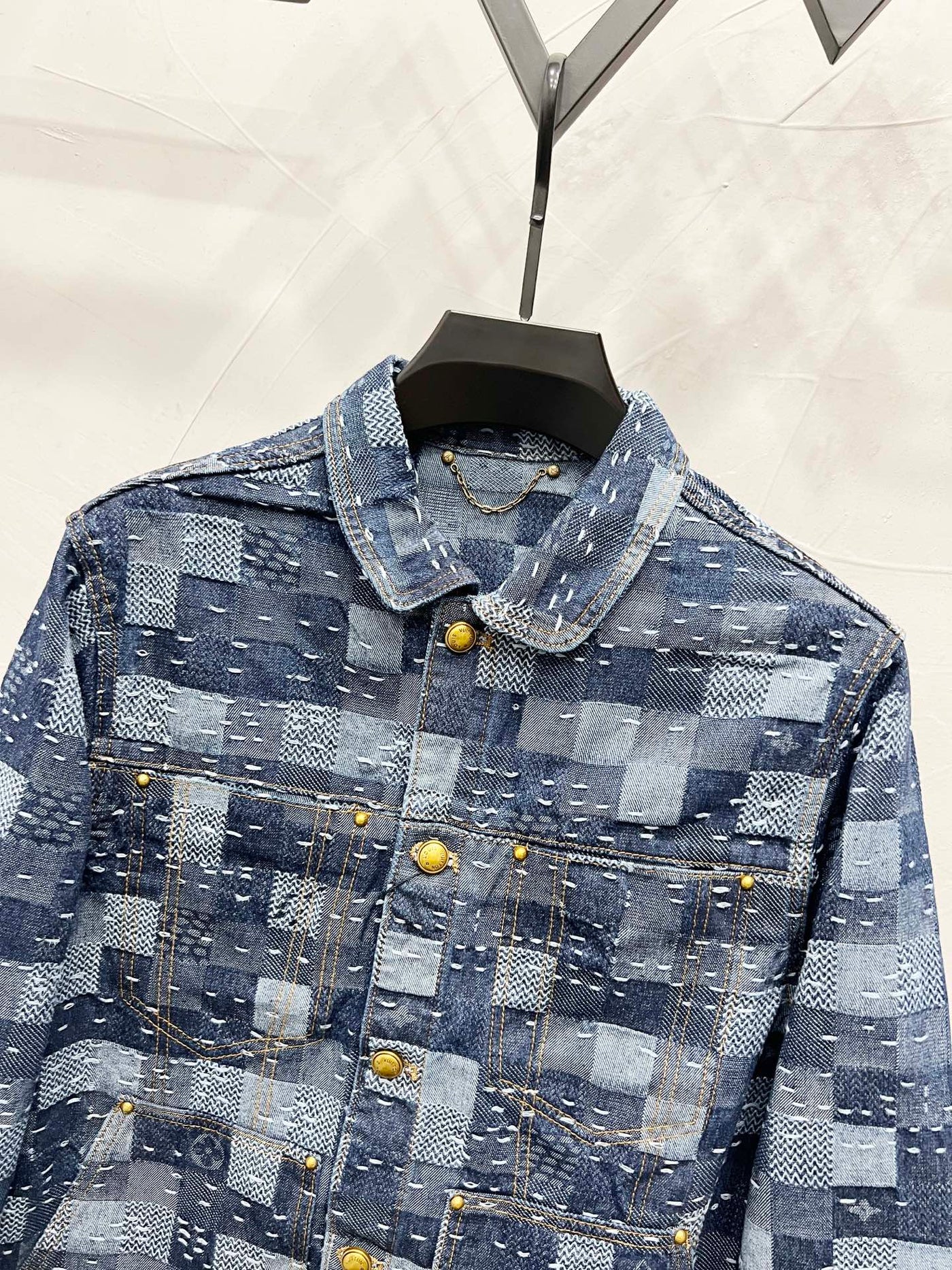 250813 A new top-quality heavy-duty checkered denim jacket