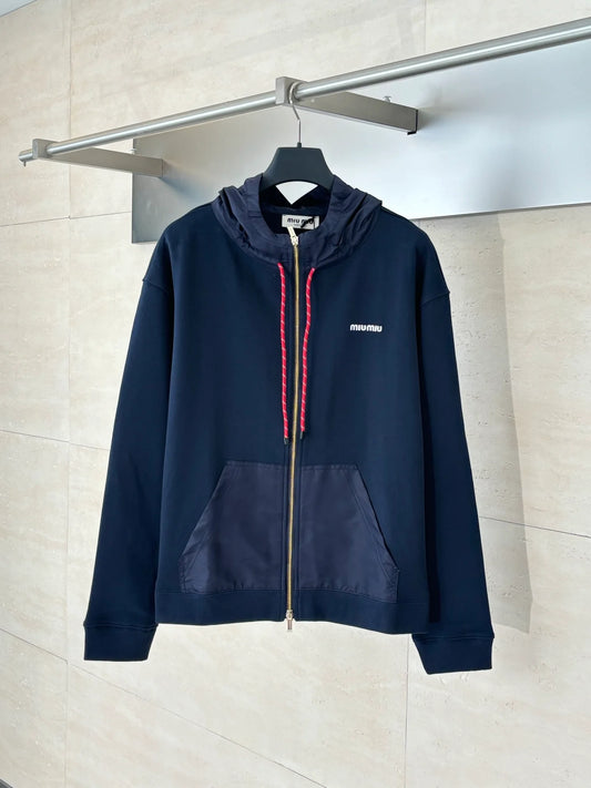 250902 New high-quality patchwork hooded sweatshirt jacket