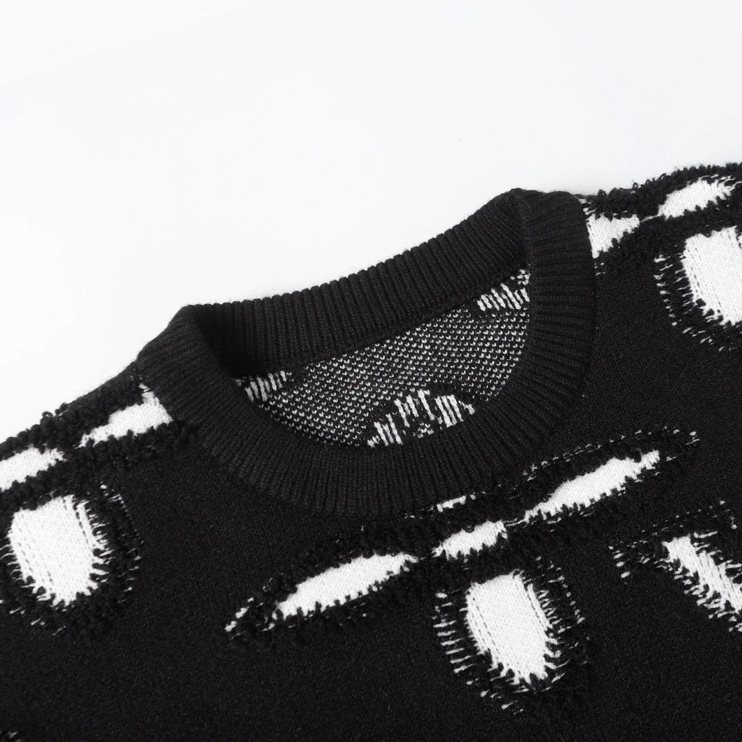 250923 new high-quality jacquard full-printed large icon pullover sweater
