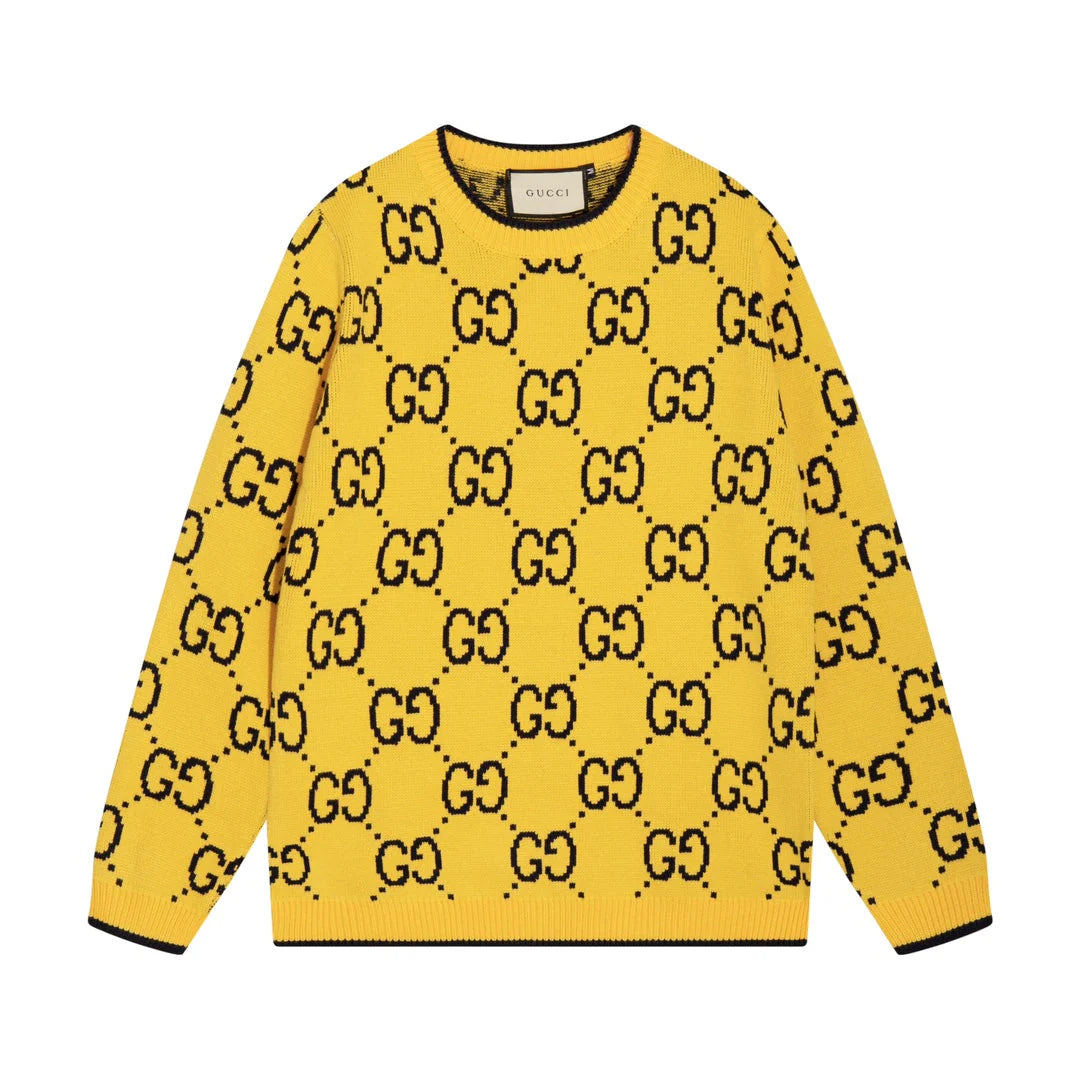 0909 New alphabet jacquard crew-neck sweater