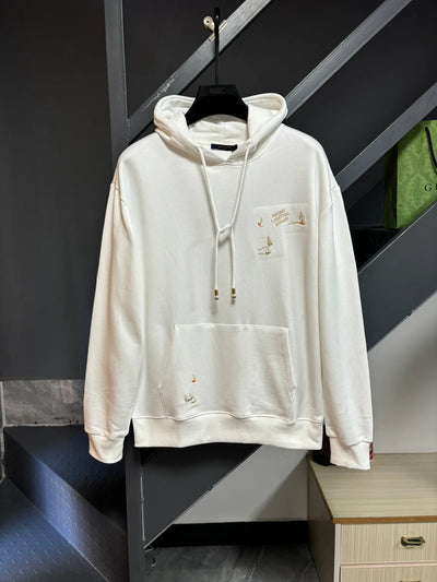 250819 New high-quality hooded sweatshirt with sailboat embroidery