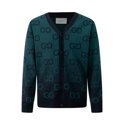 250908 New high-quality gradient full-print knitted cardigan