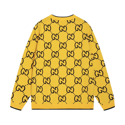 0909 New alphabet jacquard crew-neck sweater