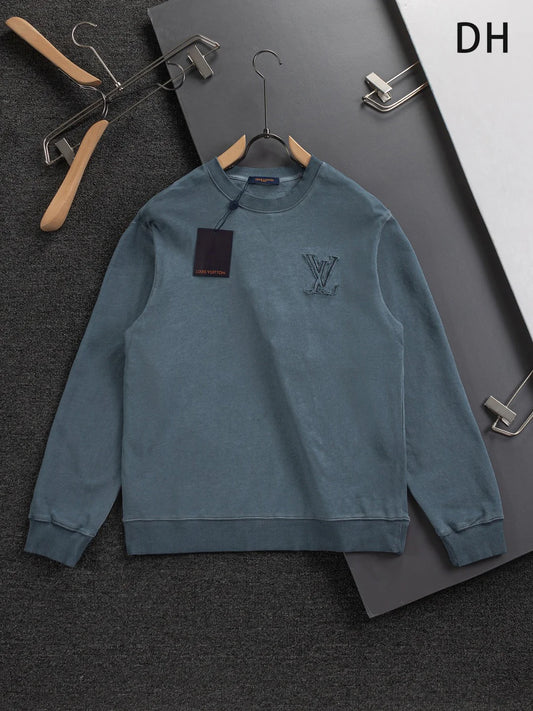 250908 New high-quality cut letter patch round-neck sweatshirt