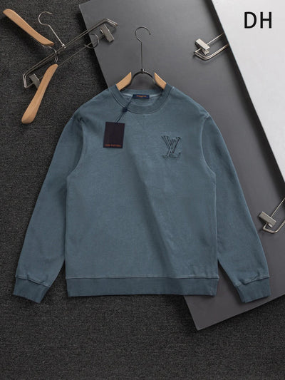 250908 New high-quality cut letter patch round-neck sweatshirt