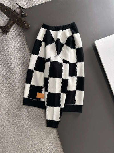 250917 New high-quality large checkerboard texture sweater