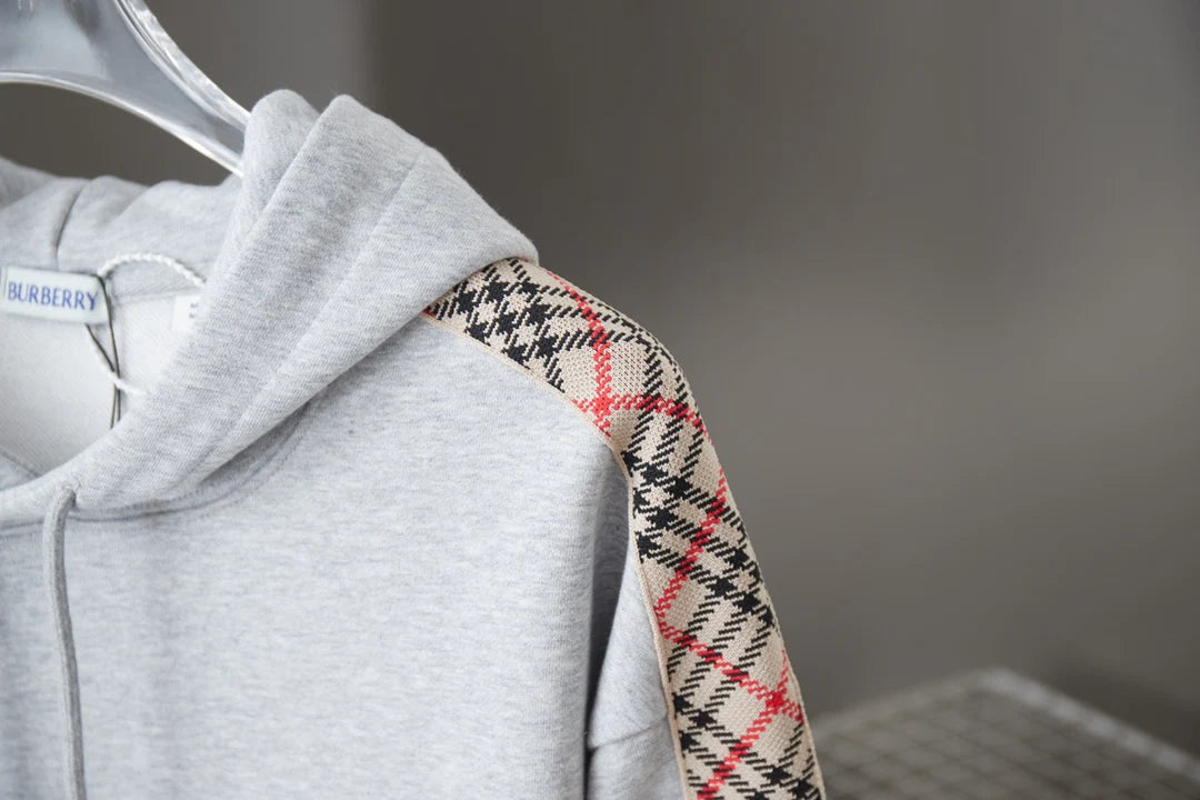 250923 New high-quality checkered ribbon embroidered hooded sweatshirt