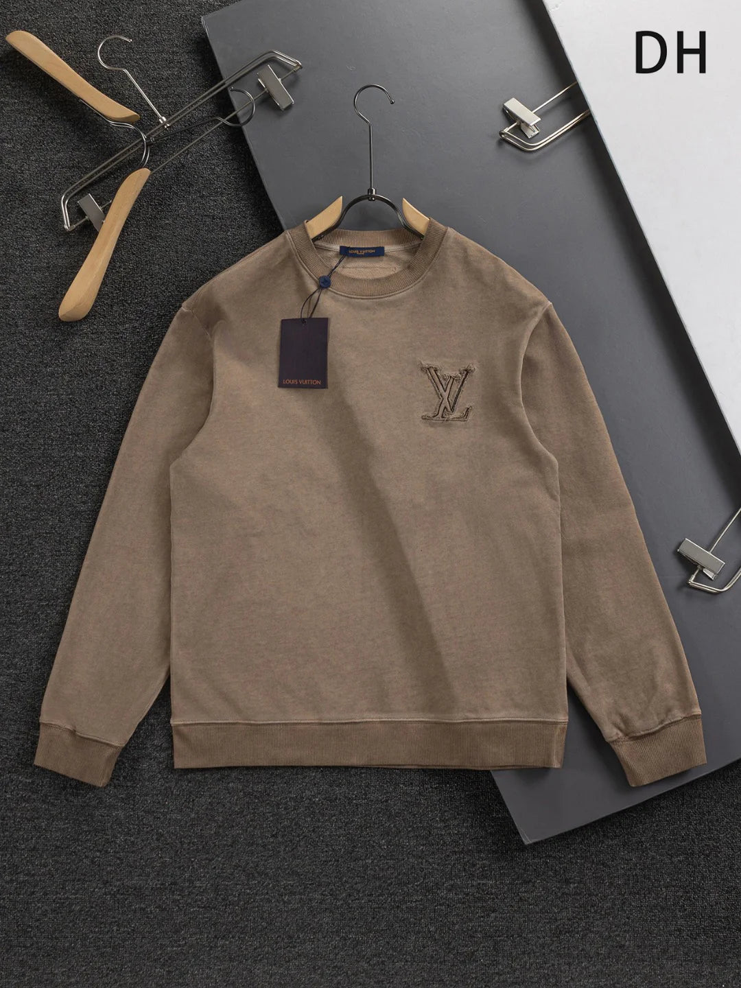 250908 New high-quality cut letter patch round-neck sweatshirt