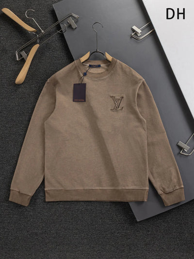 250908 New high-quality cut letter patch round-neck sweatshirt