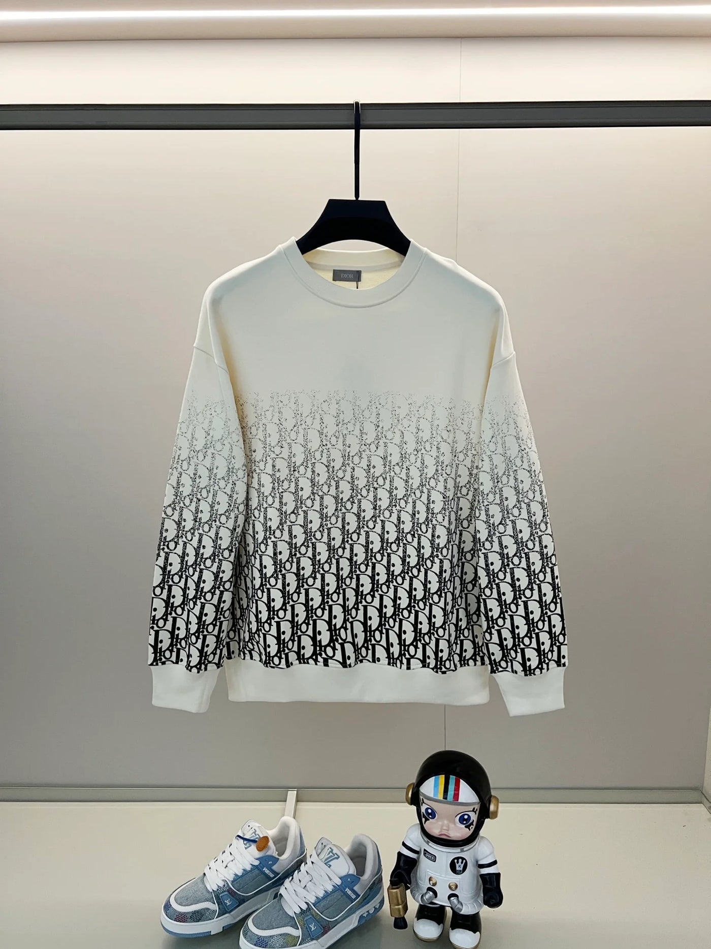 250908 New high-quality gradient letter half-length printed round-neck sweatshirt