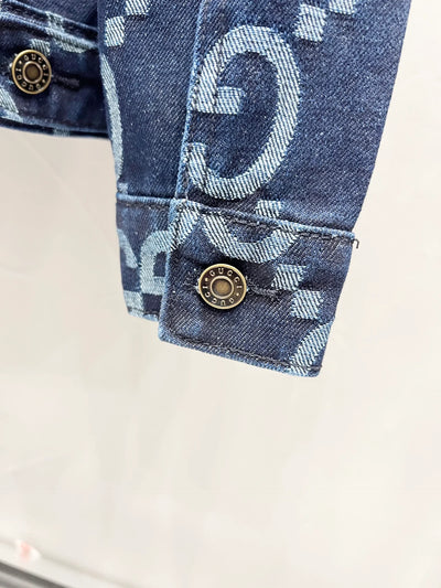 250813 New high-quality full-print straight-cut loose denim jacket