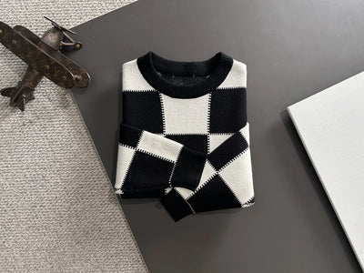 250917 New high-quality large checkerboard texture sweater