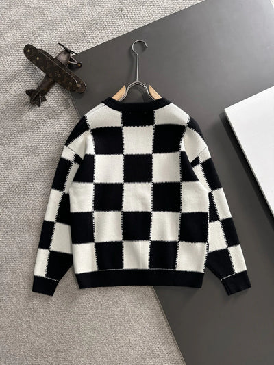 250917 New high-quality large checkerboard texture sweater